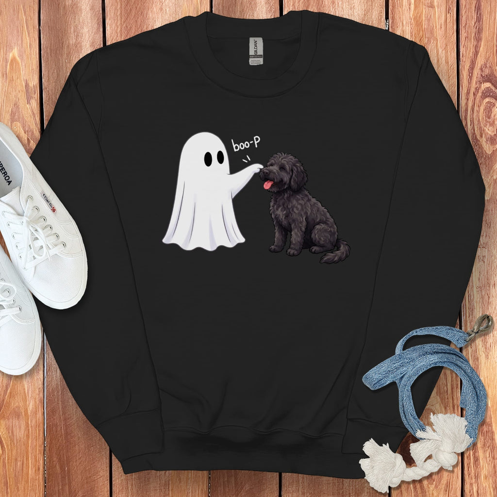 Black Goldendoodle Ghost Boop Sweatshirt in Black / S by Puppy Jo