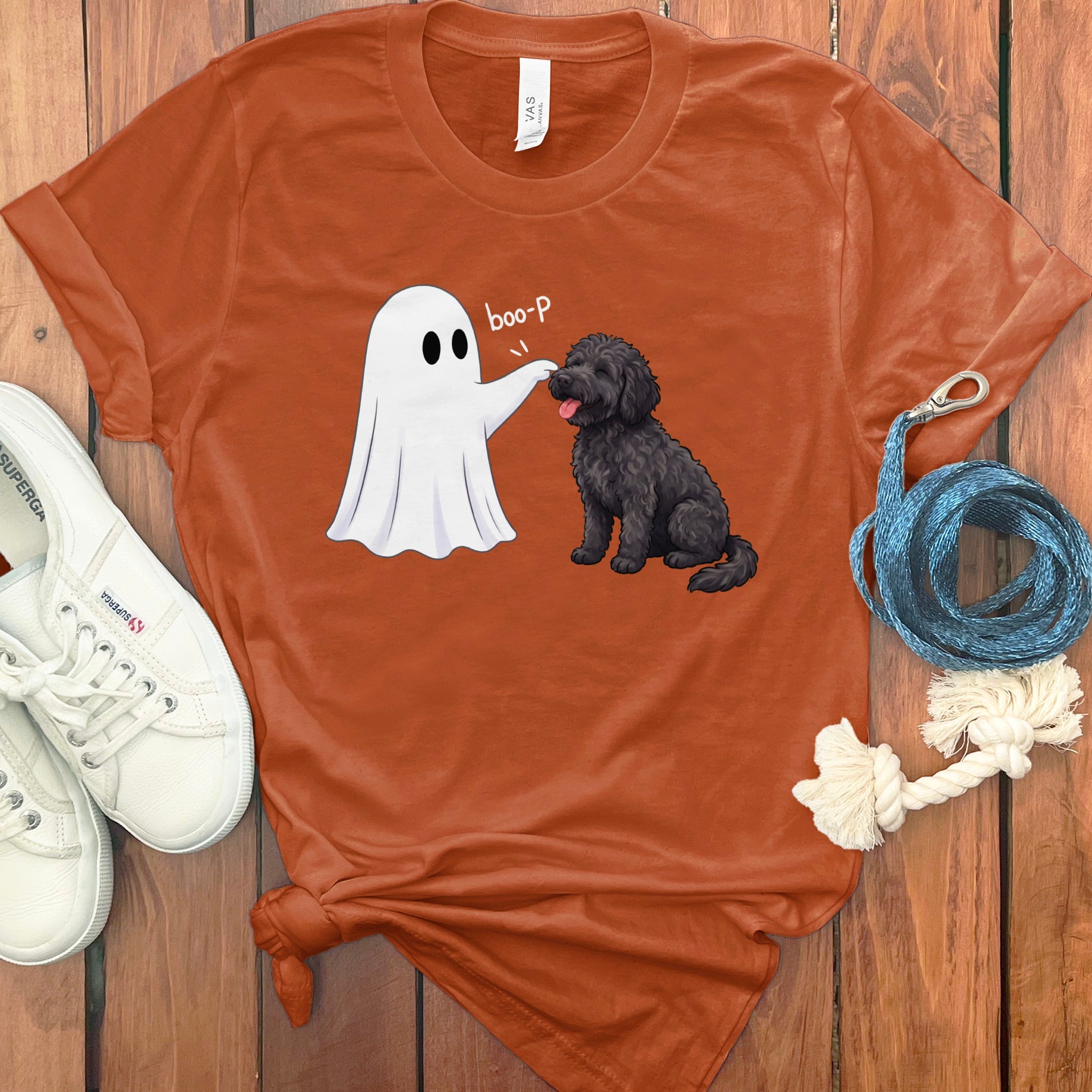 Black Goldendoodle Ghost Boop T-Shirt in Autumn / S by Puppy Jo