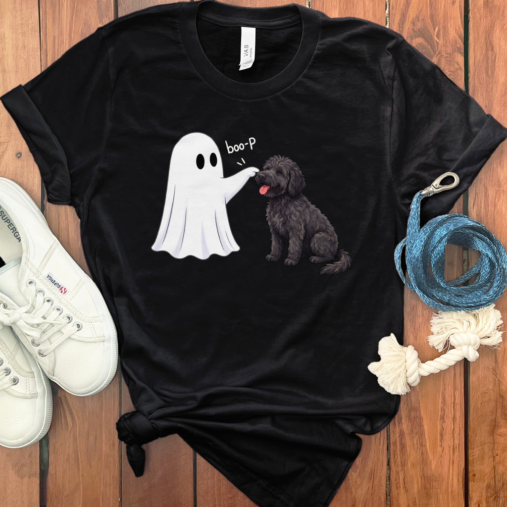 Black Goldendoodle Ghost Boop T-Shirt in Black / S by Puppy Jo