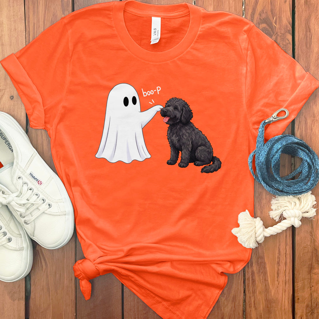 Black Goldendoodle Ghost Boop T-Shirt in Orange / S by Puppy Jo