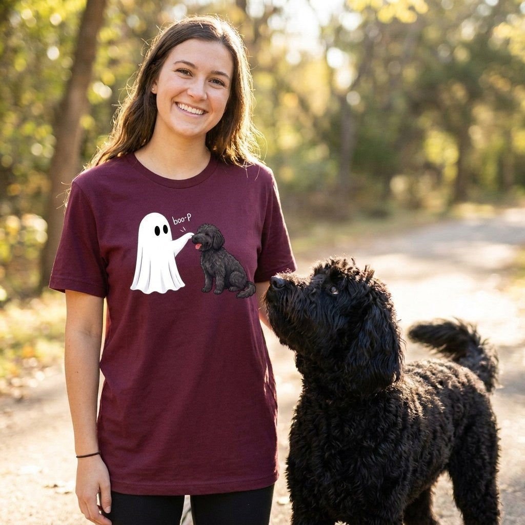 Black Goldendoodle Ghost Boop T-Shirt in by Puppy Jo