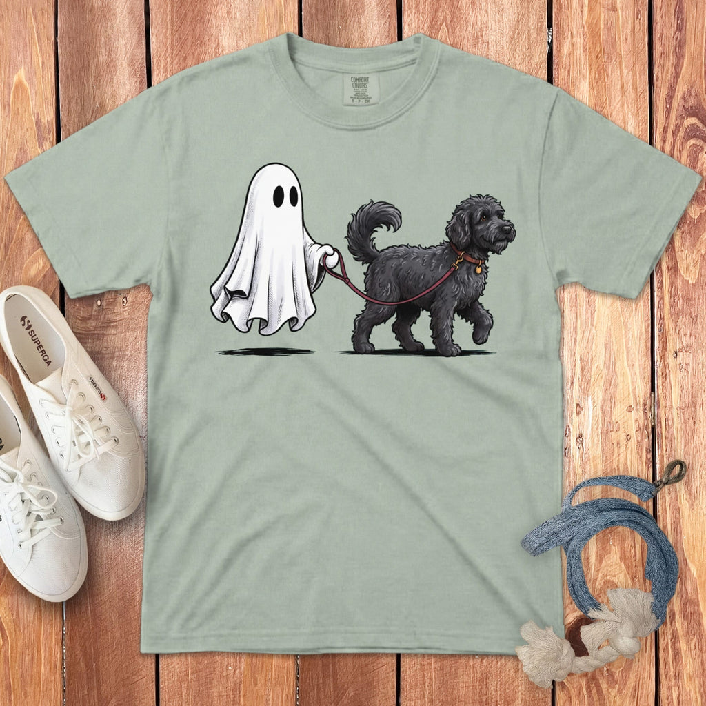 Black Goldendoodle Ghost Walk Signature T-Shirt in Bay / S by Puppy Jo