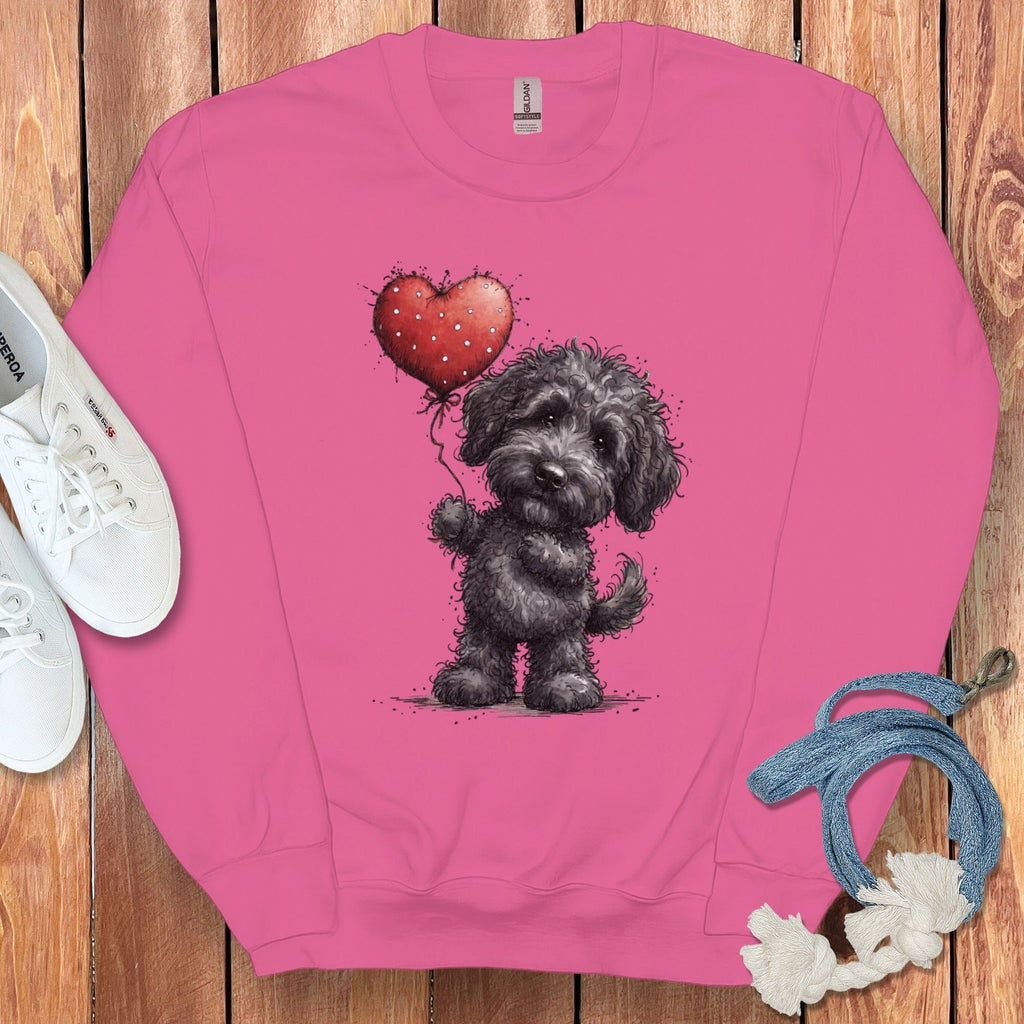 Black Goldendoodle Heart Sweatshirt in Heliconia / S by Puppy Jo