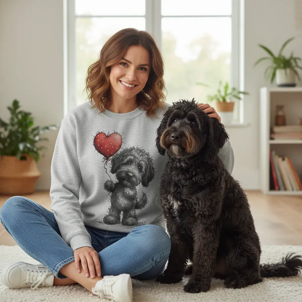 Black Goldendoodle Heart Sweatshirt in by Puppy Jo