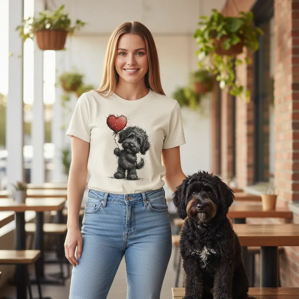 Black Goldendoodle Heart T-Shirt in by Puppy Jo