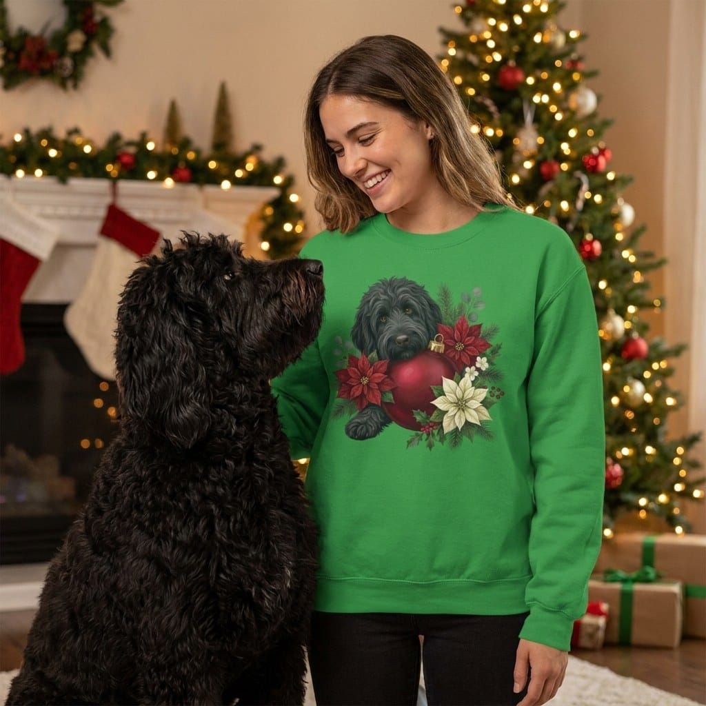 Black Goldendoodle Holiday Cheer Sweatshirt in by Puppy Jo