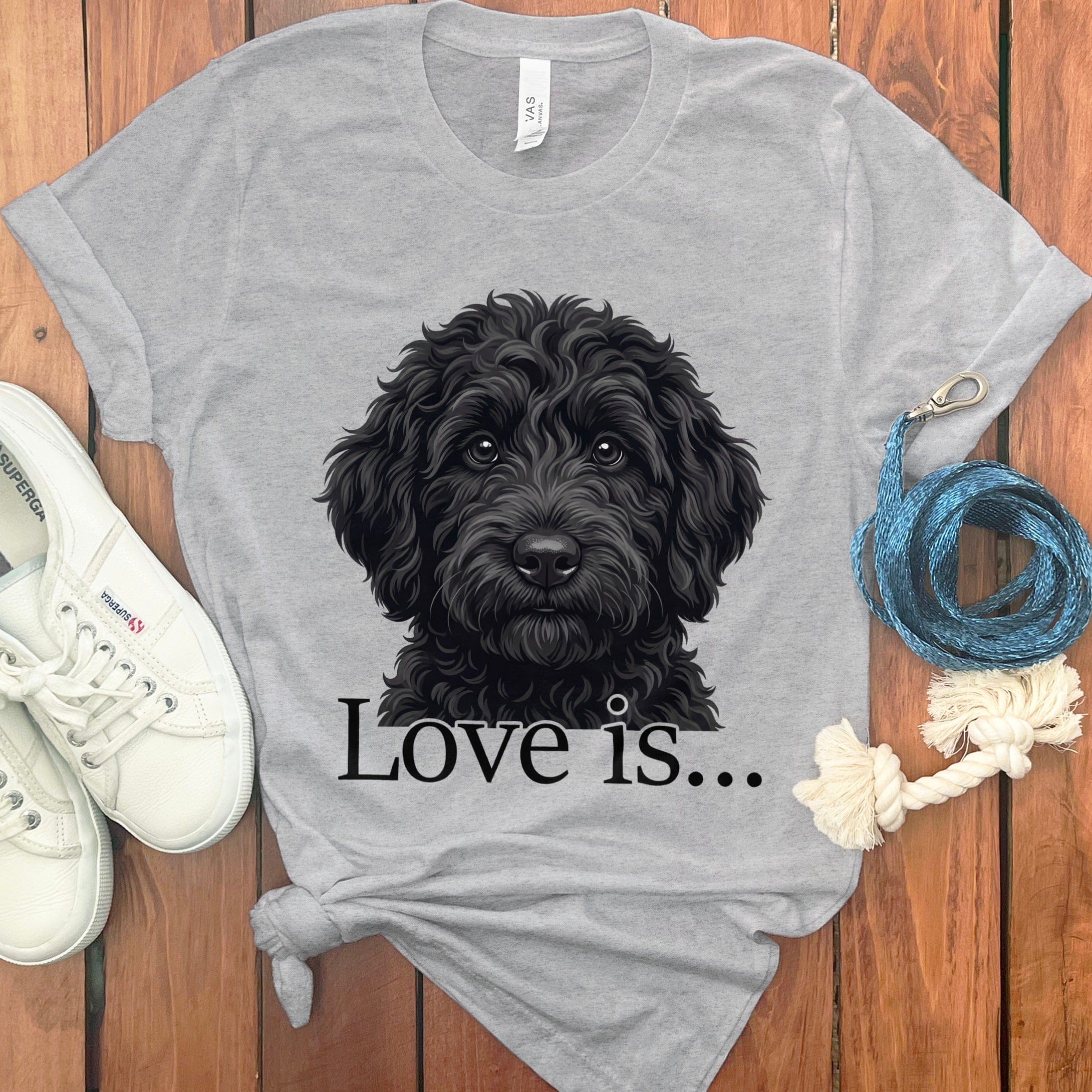 Black Goldendoodle Love T-Shirt in Athletic Heather / M by Puppy Jo