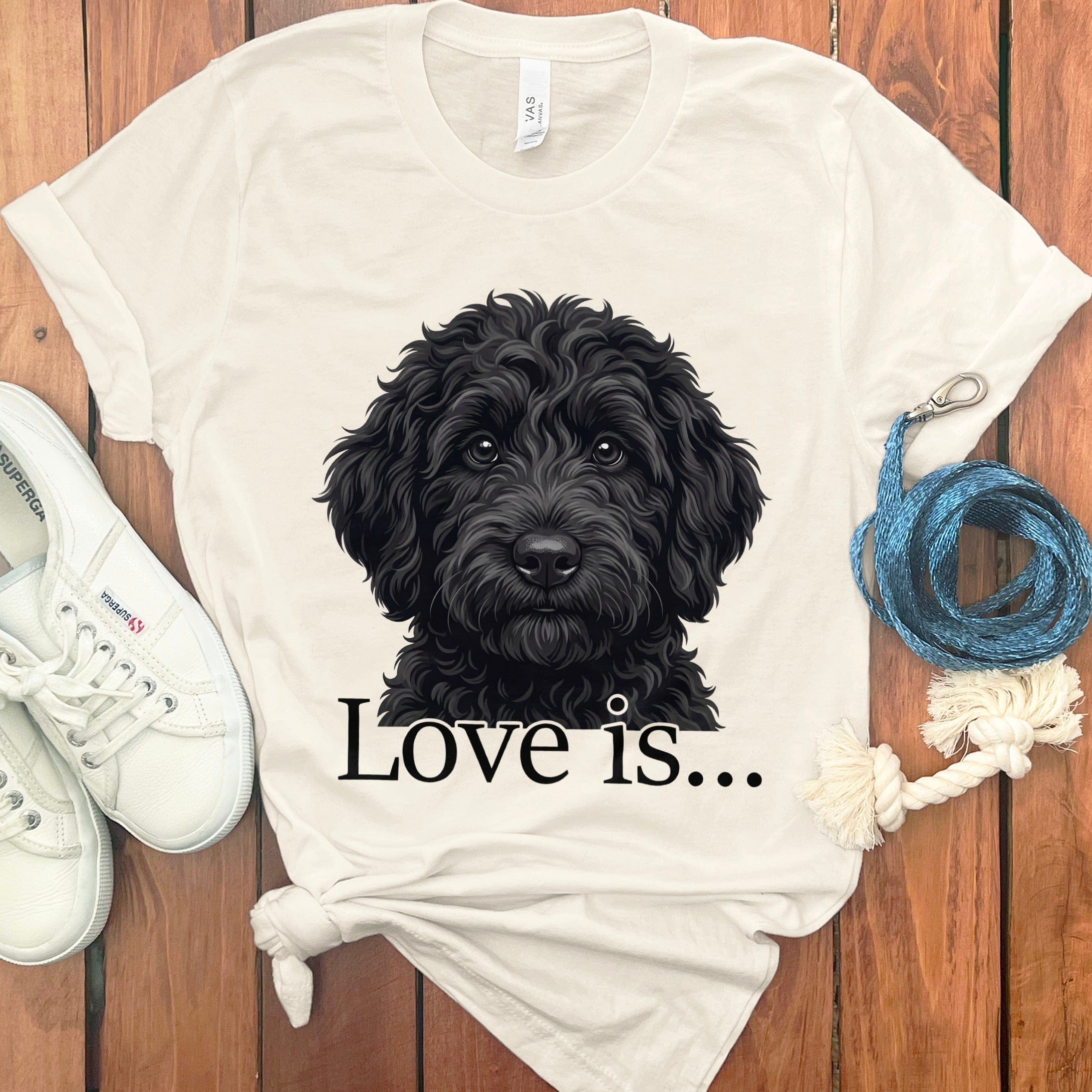 Black Goldendoodle Love T-Shirt in Natural / M by Puppy Jo