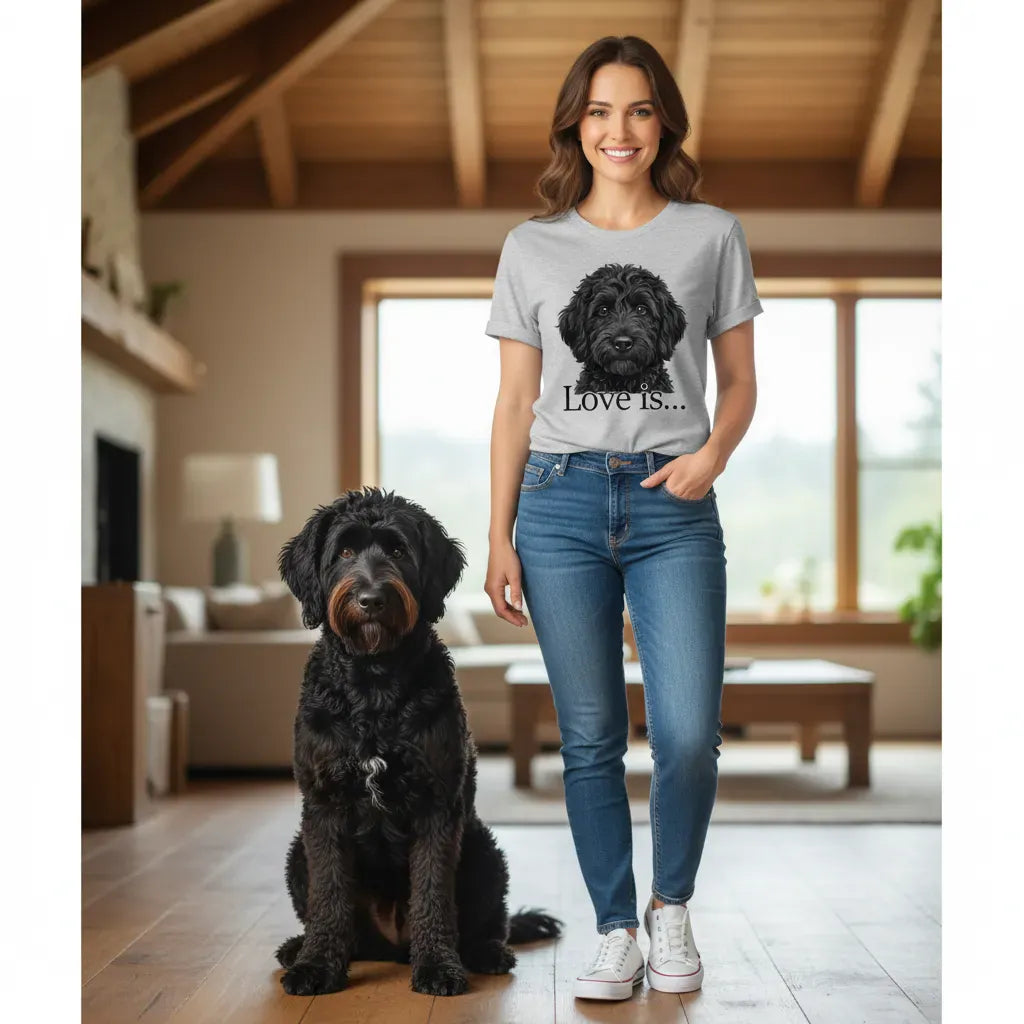 Black Goldendoodle Love T-Shirt in by Puppy Jo
