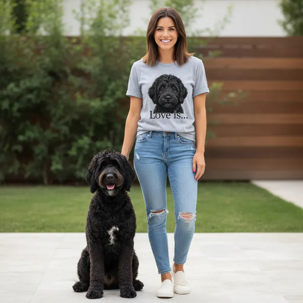 Black Goldendoodle Love T-Shirt in by Puppy Jo