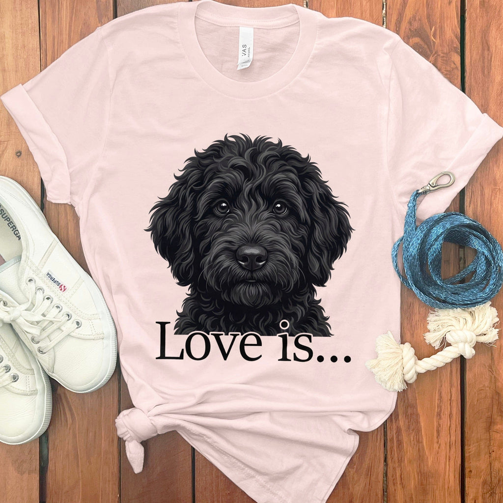 Black Goldendoodle Love T-Shirt in Soft Pink / M by Puppy Jo