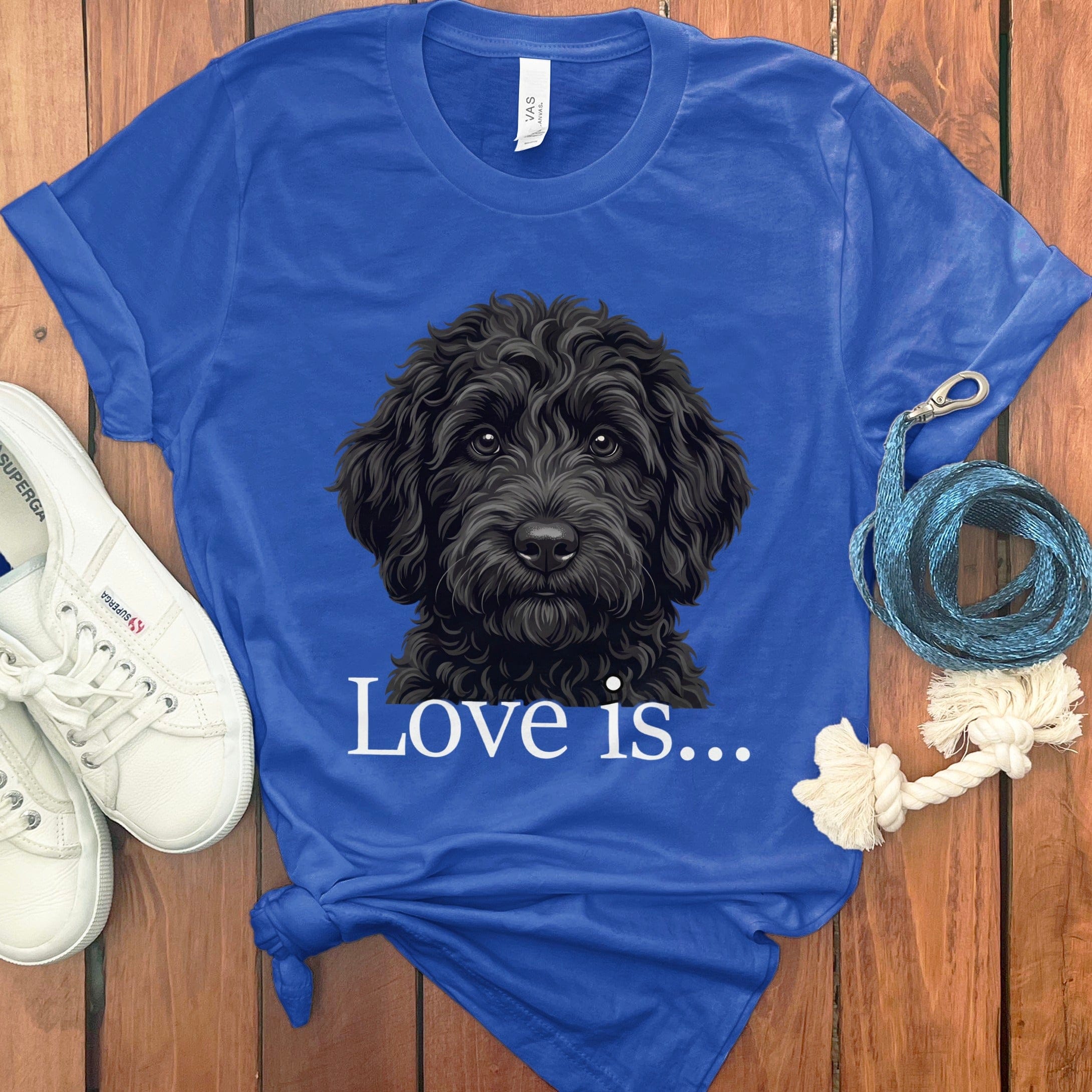 Black Goldendoodle Love T-Shirt in True Royal / M by Puppy Jo