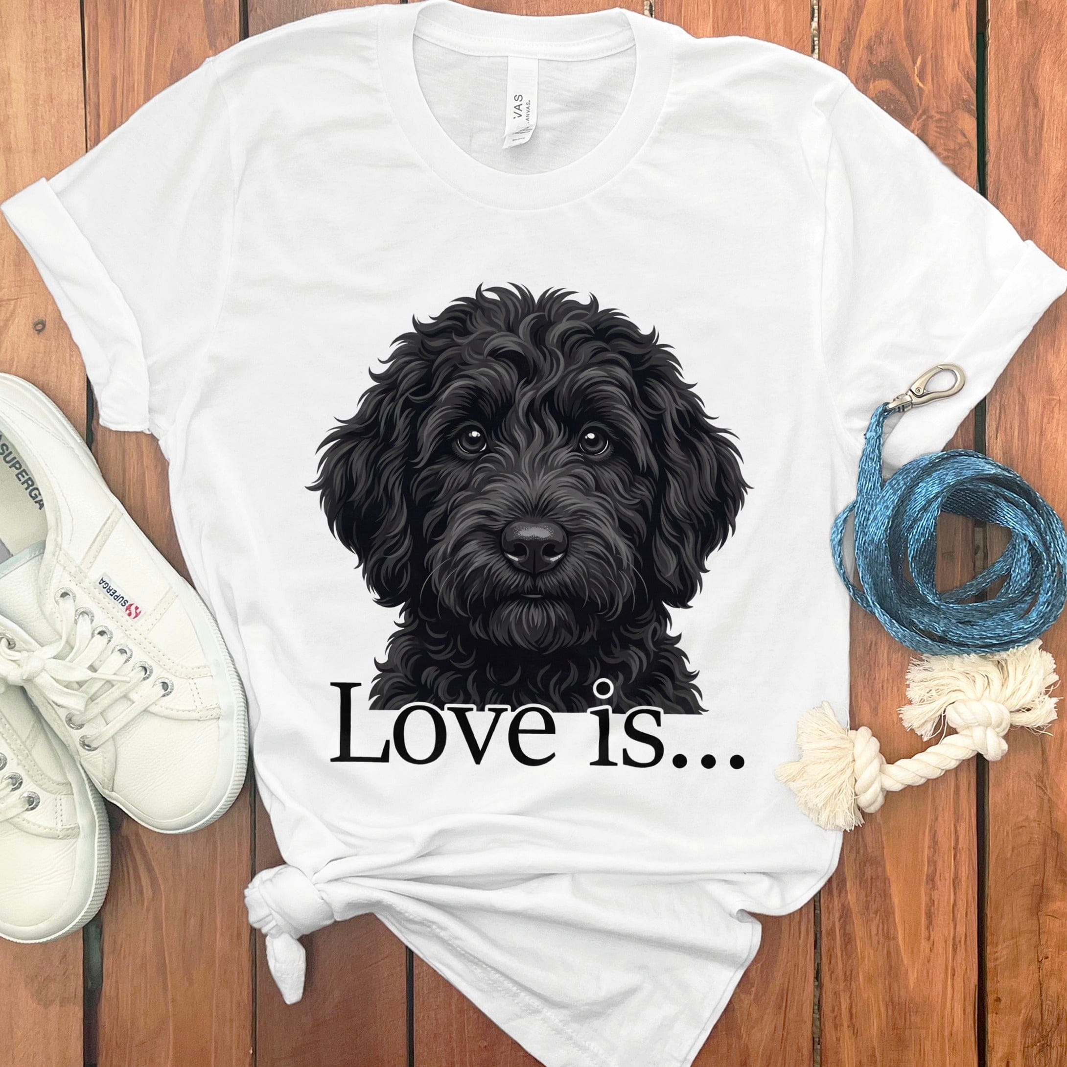Black Goldendoodle Love T-Shirt in White / M by Puppy Jo