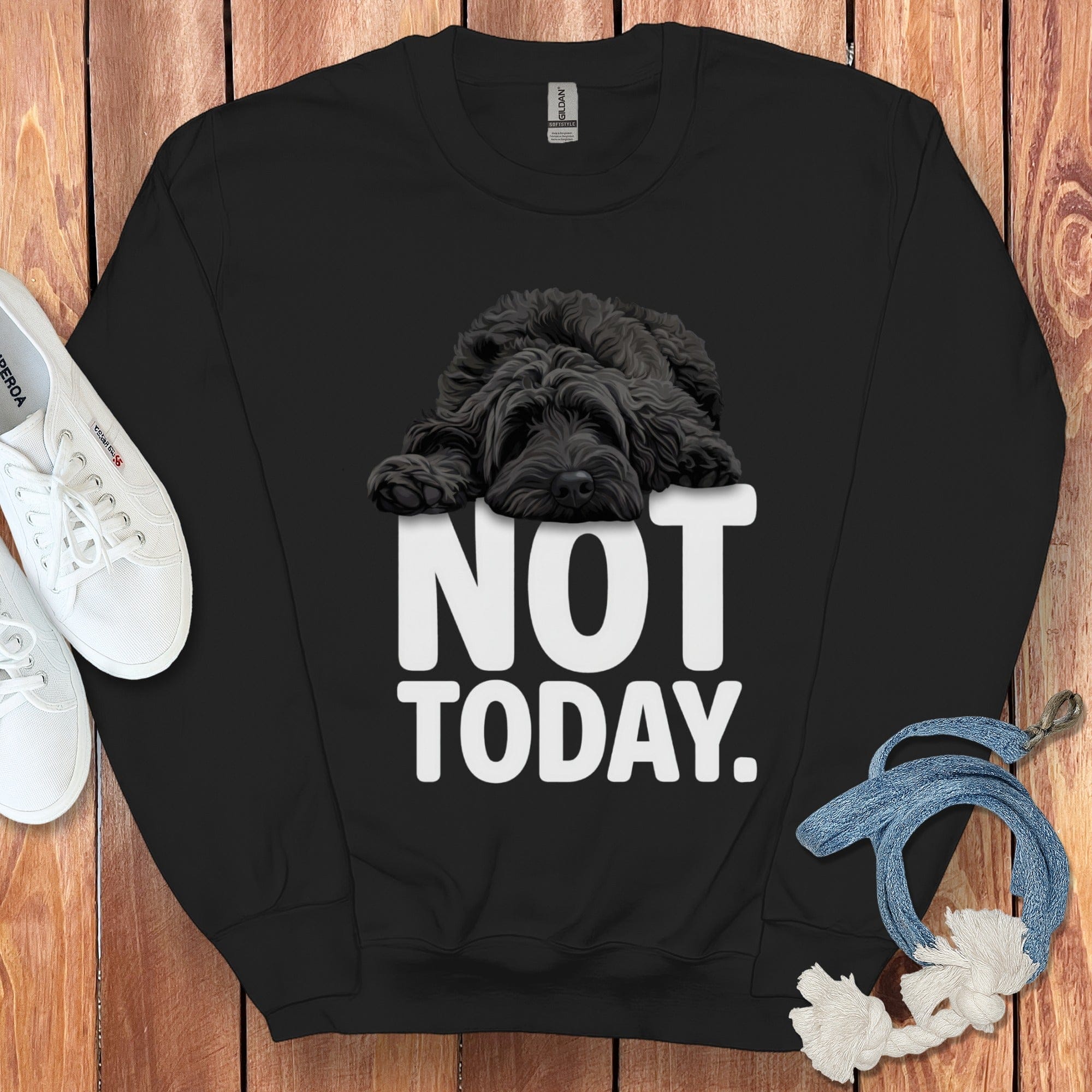 Black Goldendoodle Not Today Sweatshirt in Black / S by Puppy Jo