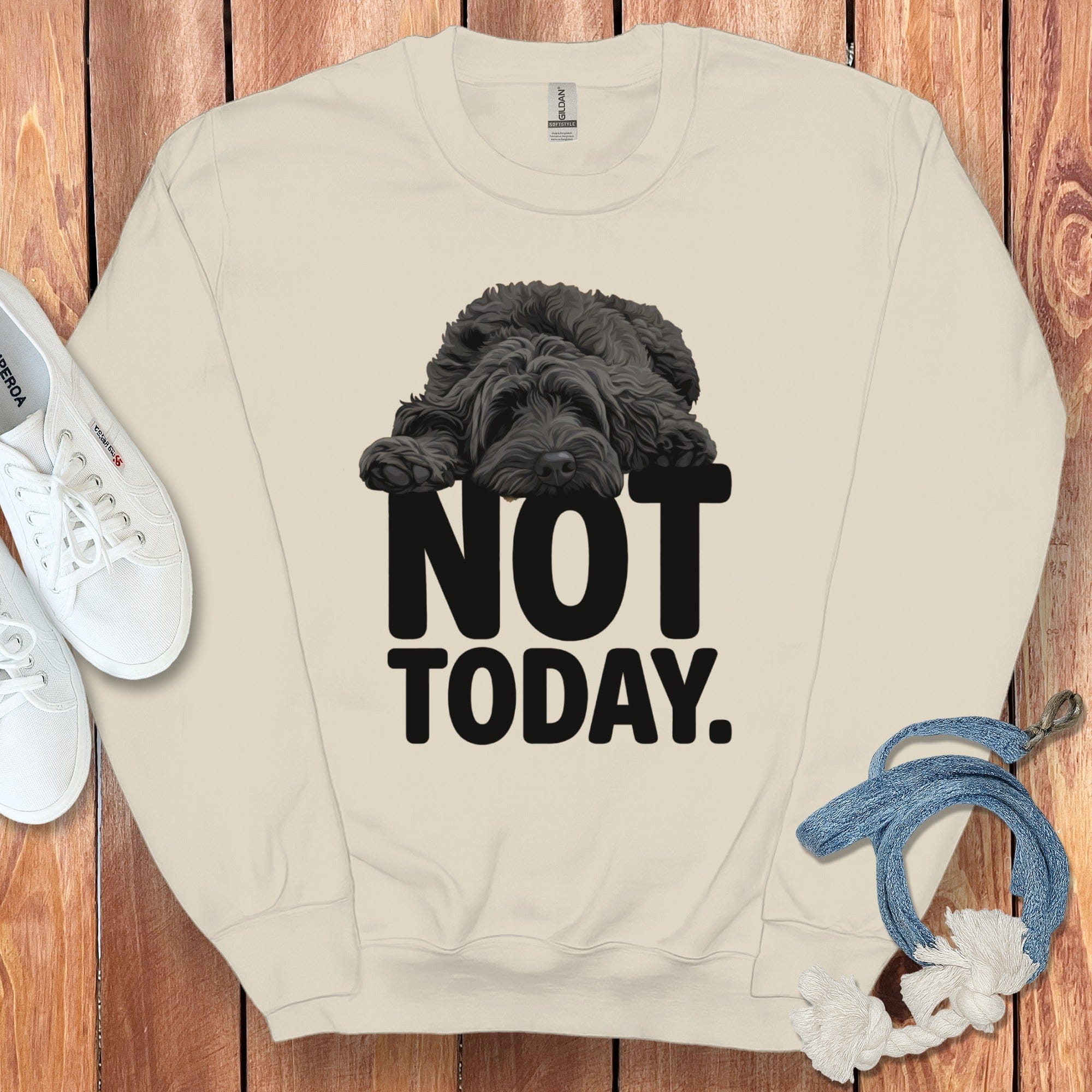 Black Goldendoodle Not Today Sweatshirt in Sand / S by Puppy Jo