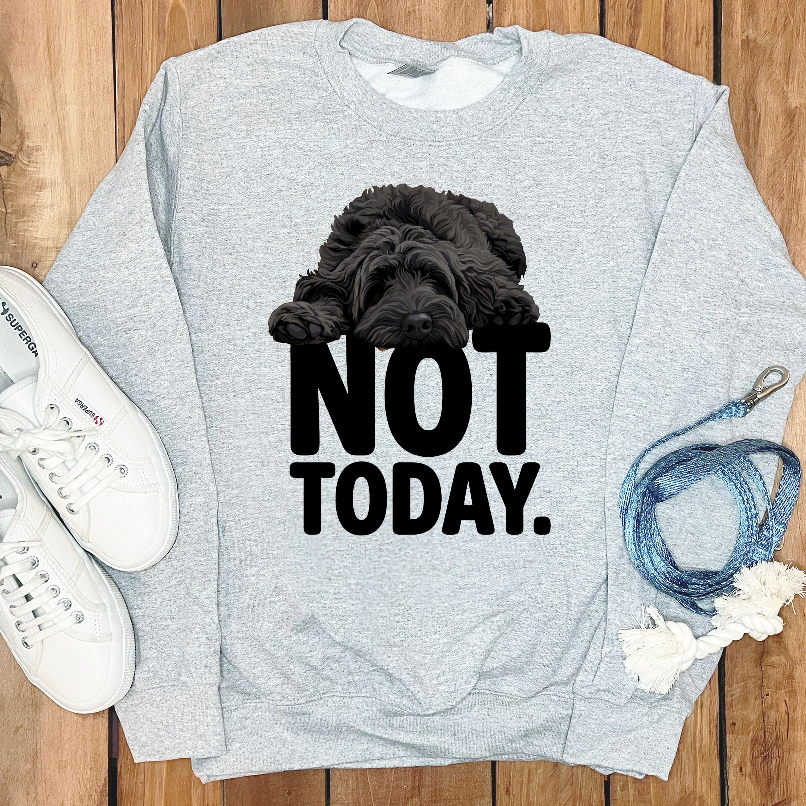 Black Goldendoodle Not Today Sweatshirt in Sport Grey / S by Puppy Jo