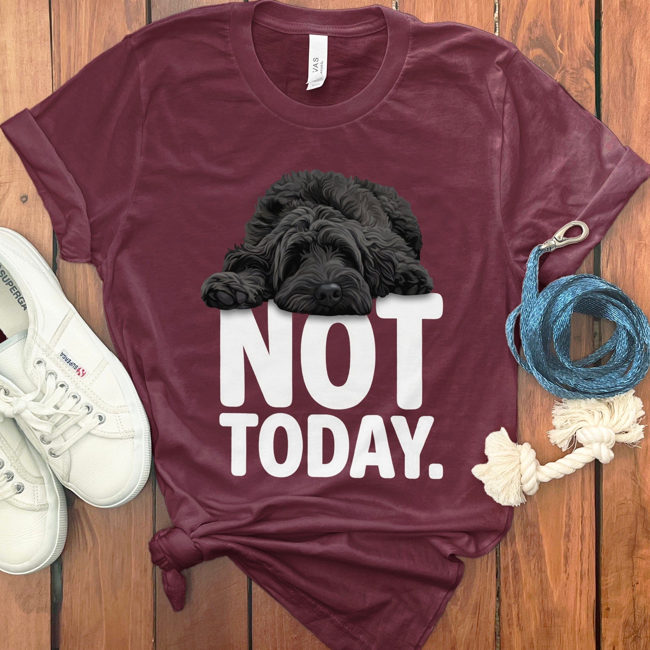 Black Goldendoodle Not Today T-Shirt in Maroon / S by Puppy Jo