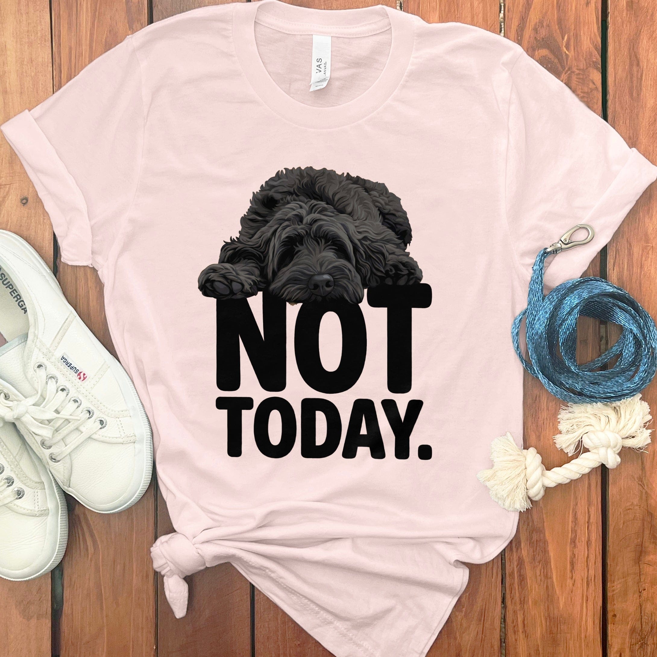 Black Goldendoodle Not Today T-Shirt in Soft Pink / S by Puppy Jo
