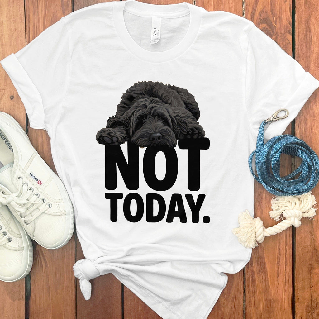 Black Goldendoodle Not Today T-Shirt in White / S by Puppy Jo