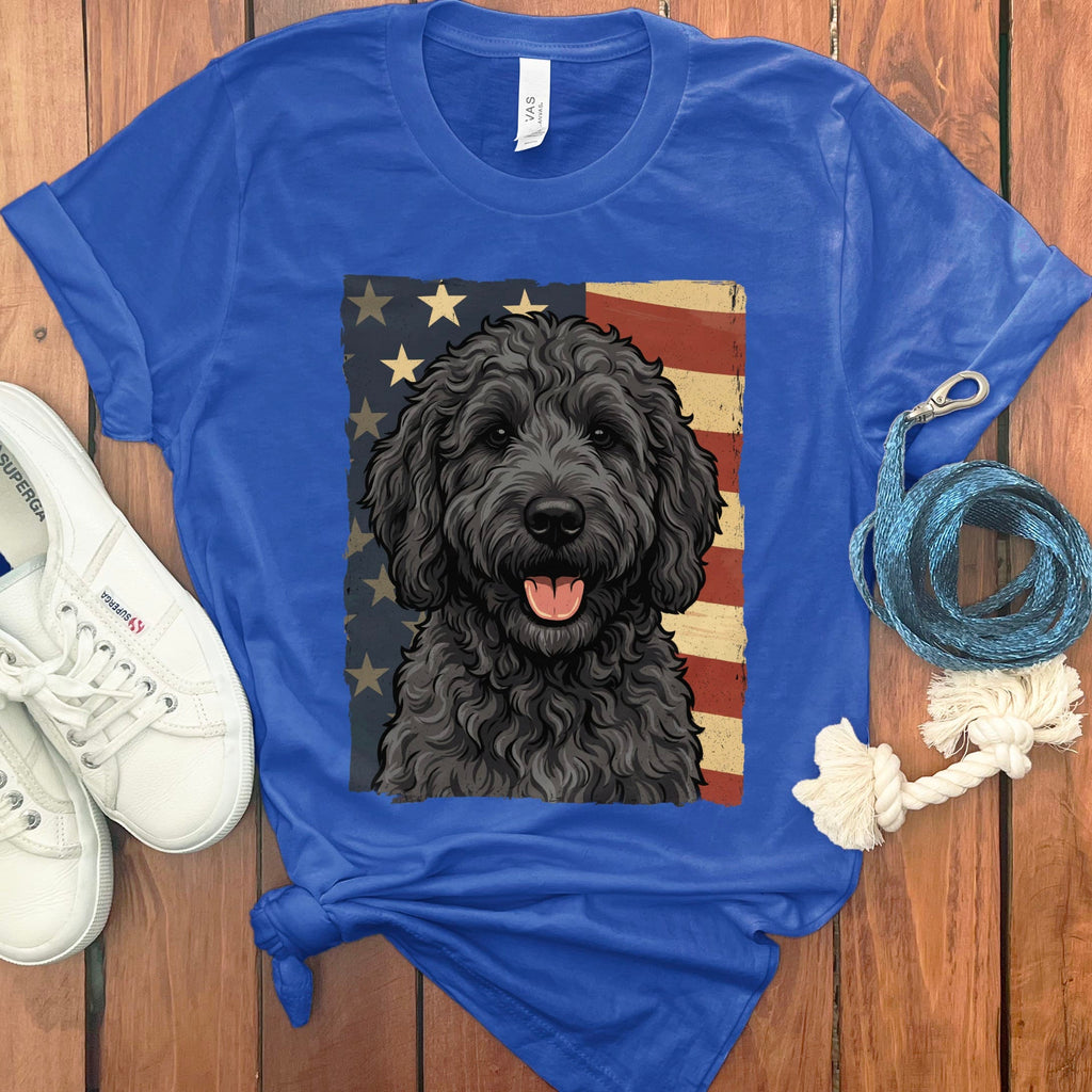 Black Goldendoodle Patriotic T-Shirt in True Royal / S by Puppy Jo