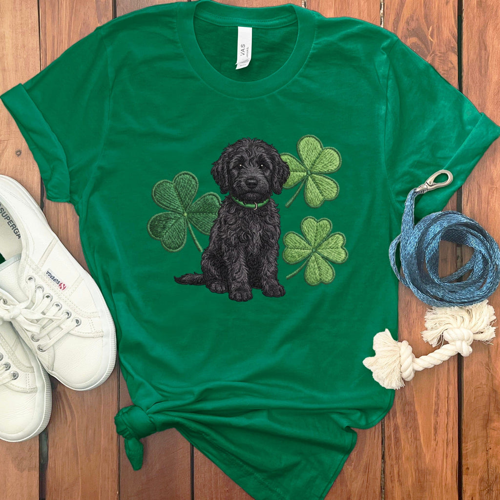 Black Goldendoodle Shamrock T-Shirt in Kelly / S by Puppy Jo