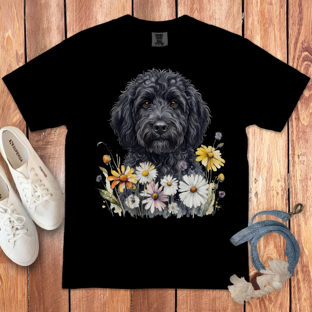 Black Goldendoodle Signature Daisy T-Shirt in Black / S by Puppy Jo
