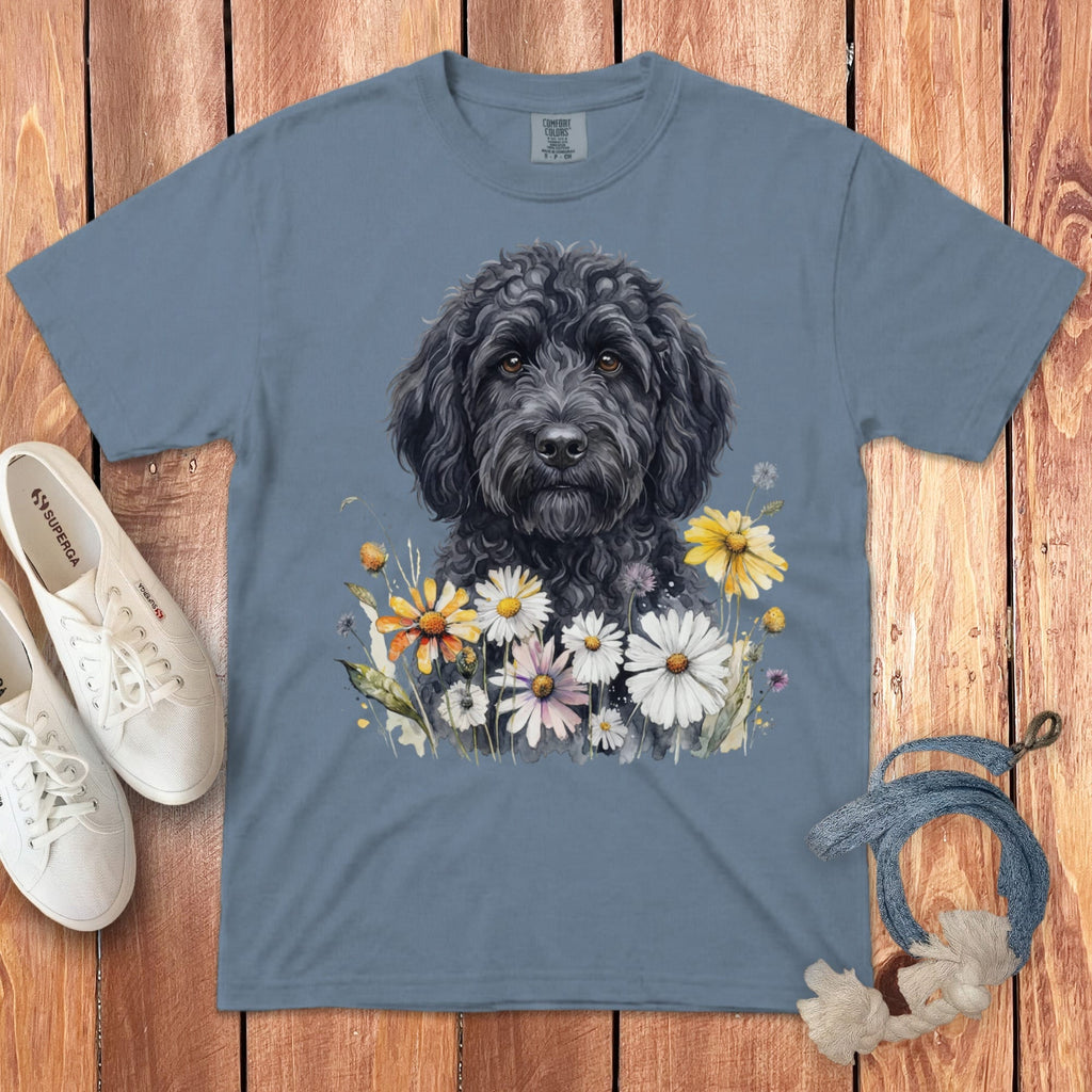 Black Goldendoodle Signature Daisy T-Shirt in Blue Jean / S by Puppy Jo