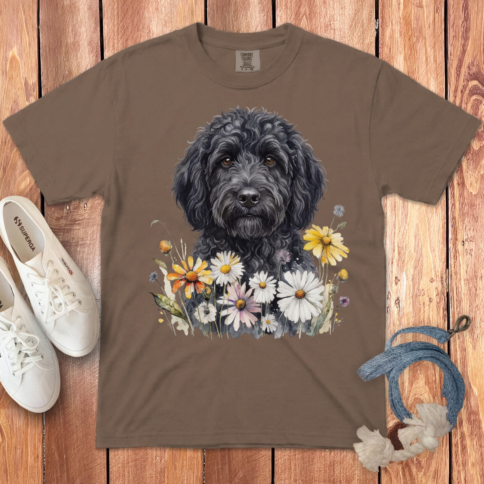 Black Goldendoodle Signature Daisy T-Shirt in Espresso / S by Puppy Jo