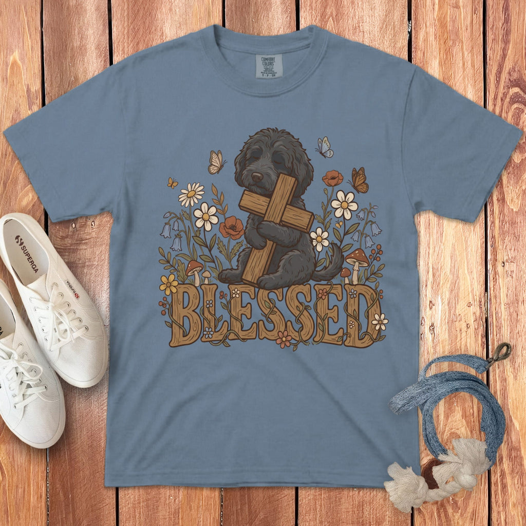 Black Goldendoodle Signature T-Shirt in Blue Jean / S by Puppy Jo