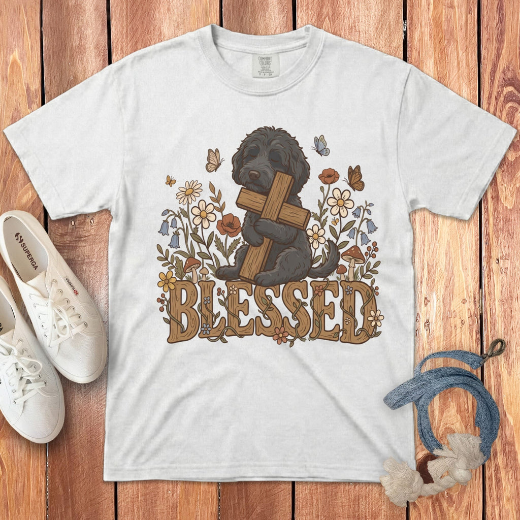 Black Goldendoodle Signature T-Shirt in White / S by Puppy Jo