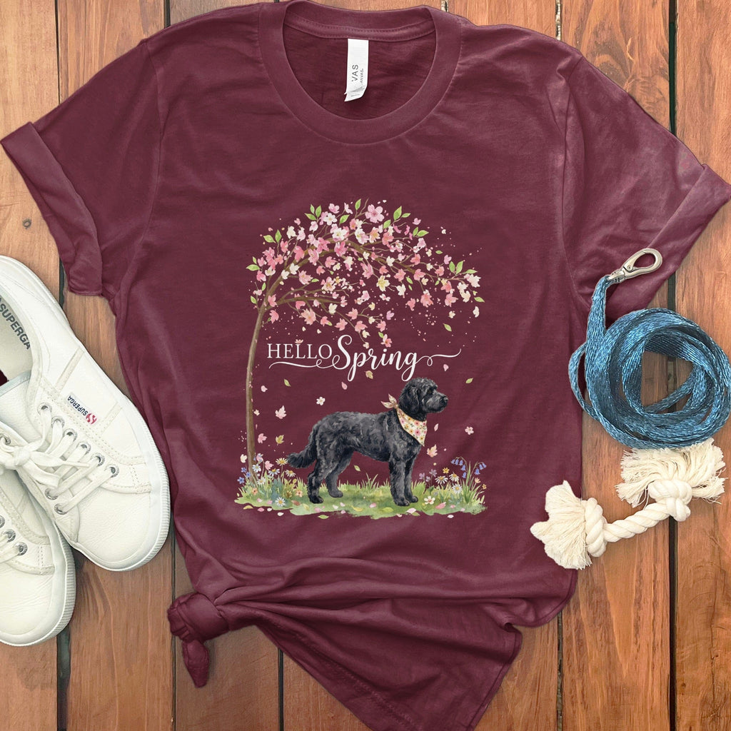 Black Goldendoodle Spring T-Shirt in Maroon / S by Puppy Jo