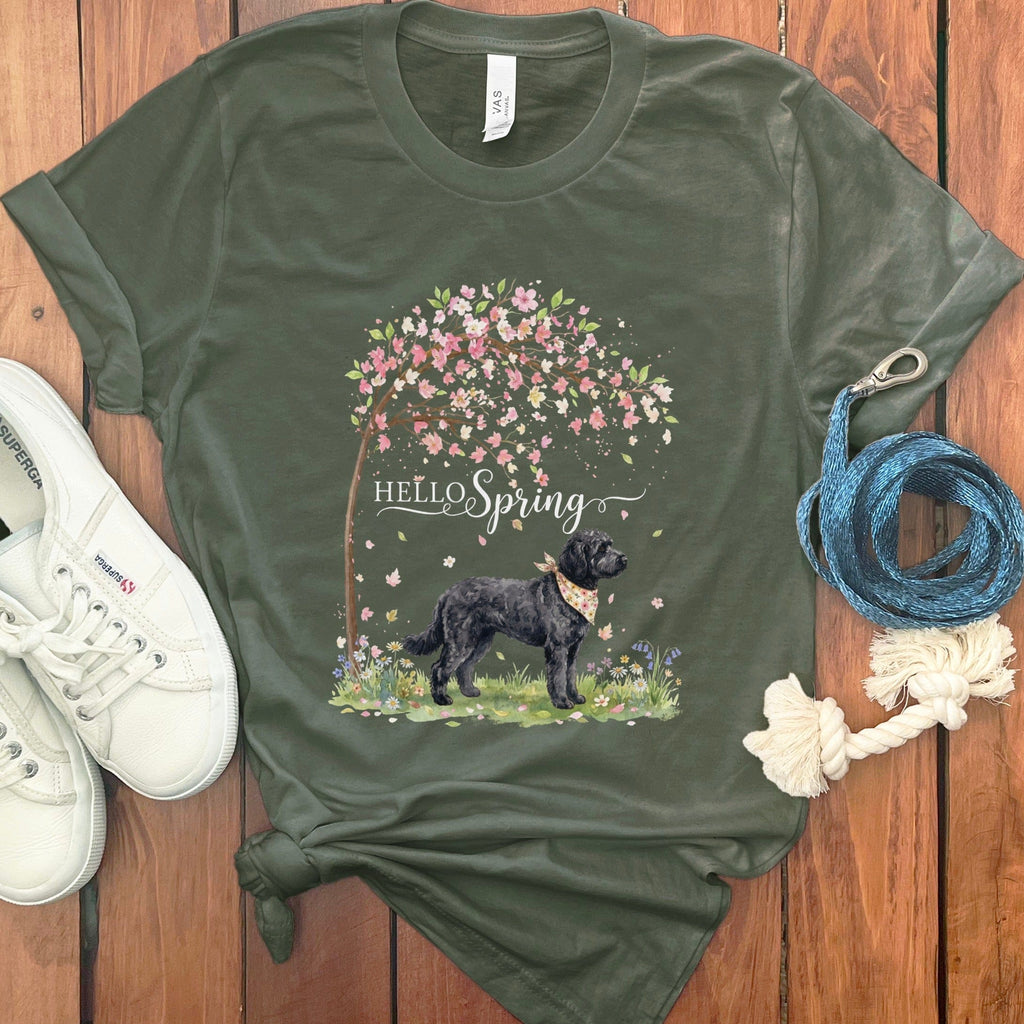 Black Goldendoodle Spring T-Shirt in Military Green / S by Puppy Jo