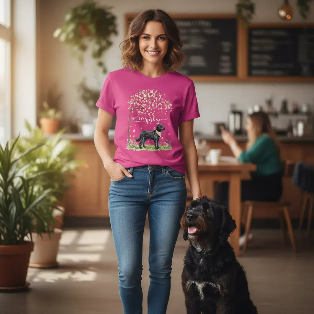 Black Goldendoodle Spring T-Shirt in by Puppy Jo