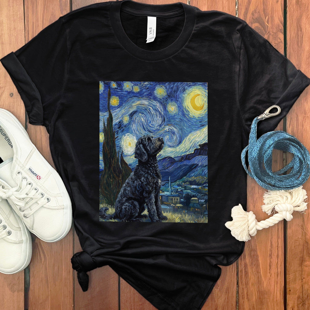 Black Goldendoodle Starry T-Shirt in Black / S by Puppy Jo