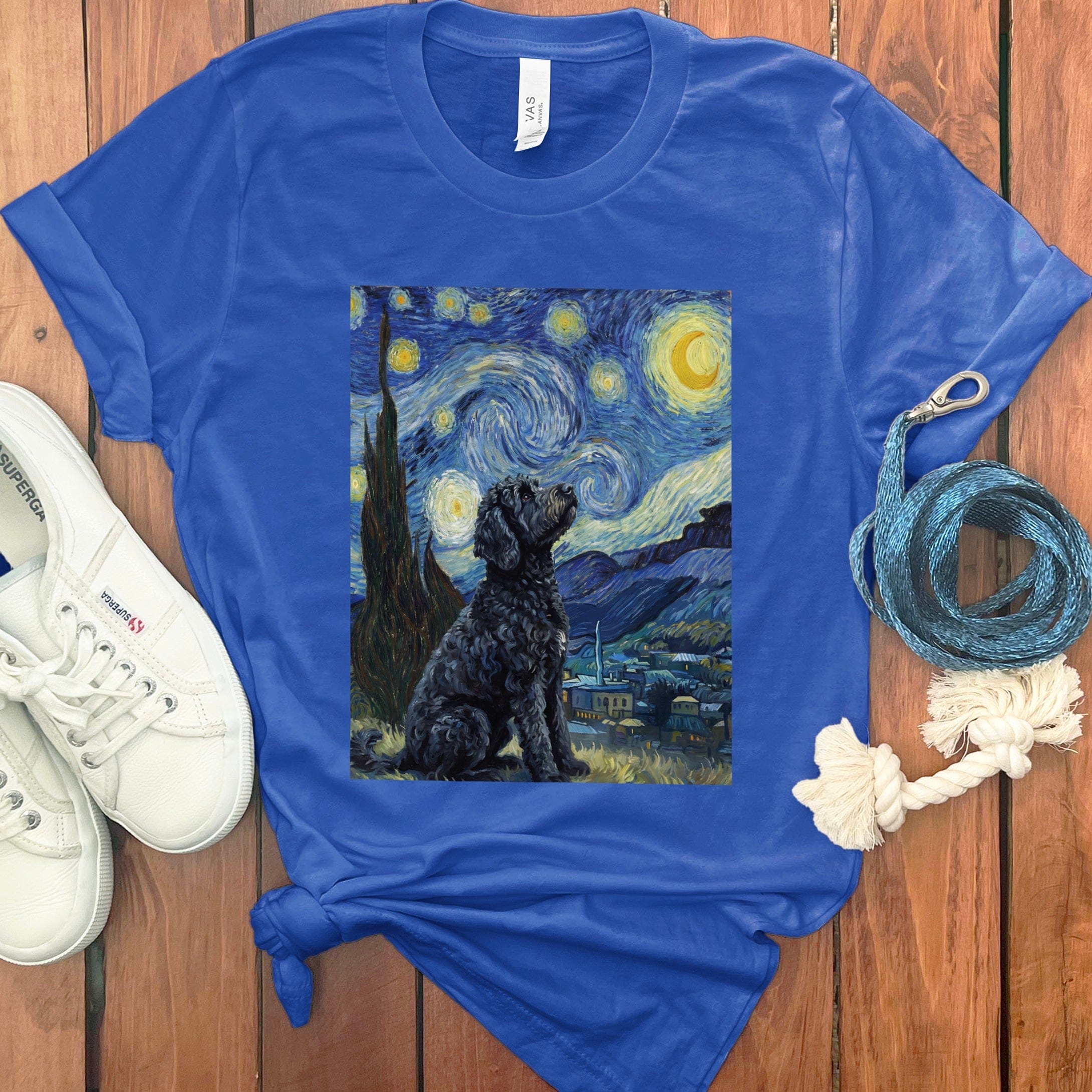 Black Goldendoodle Starry T-Shirt in True Royal / S by Puppy Jo
