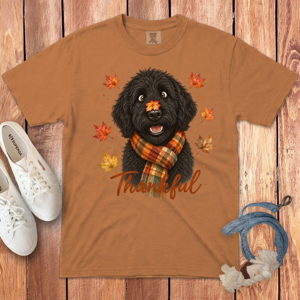 Black Goldendoodle Thankful Signature T-Shirt in Yam / S by Puppy Jo