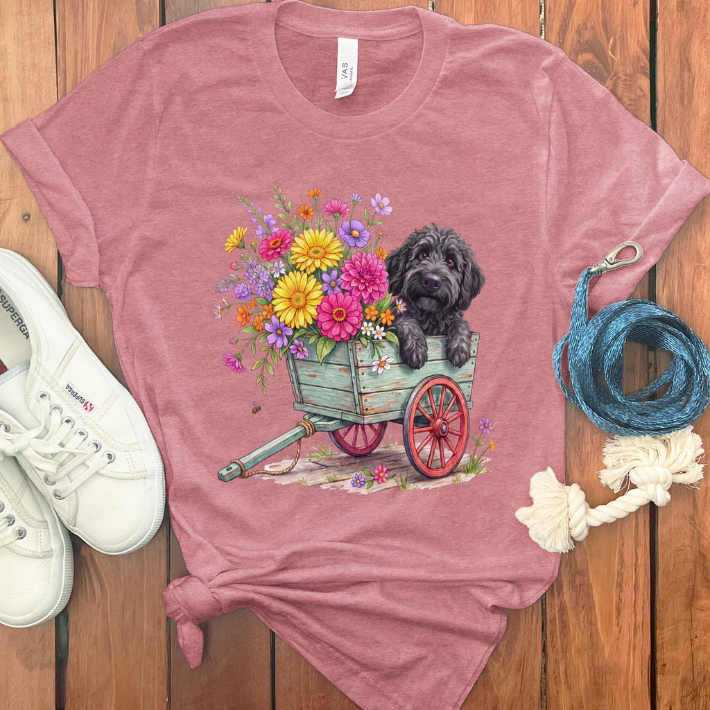 Black GoldenSpring Wagon T-Shirt in Heather Mauve / S by Puppy Jo