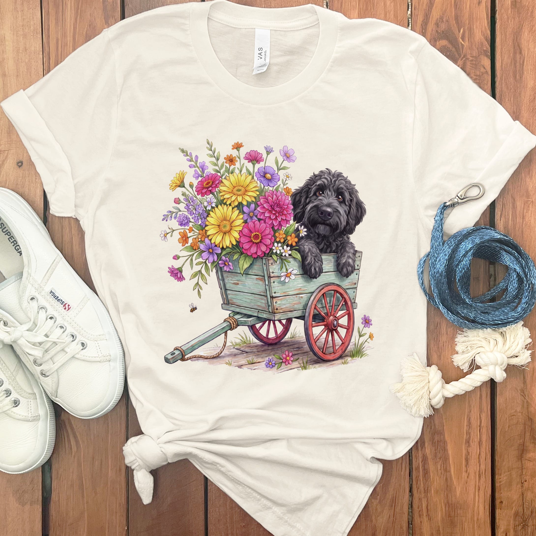Black GoldenSpring Wagon T-Shirt in Natural / S by Puppy Jo