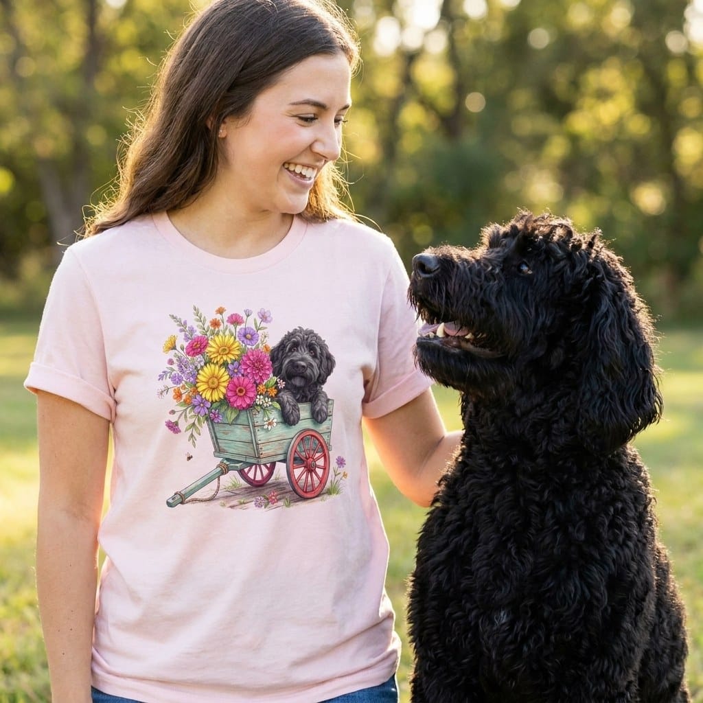 Black GoldenSpring Wagon T-Shirt in by Puppy Jo