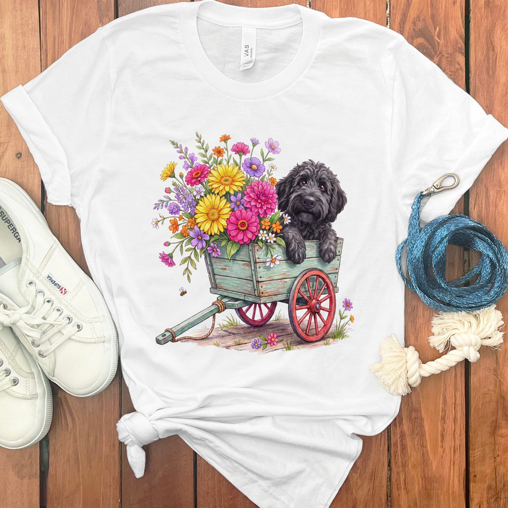 Black GoldenSpring Wagon T-Shirt in White / S by Puppy Jo