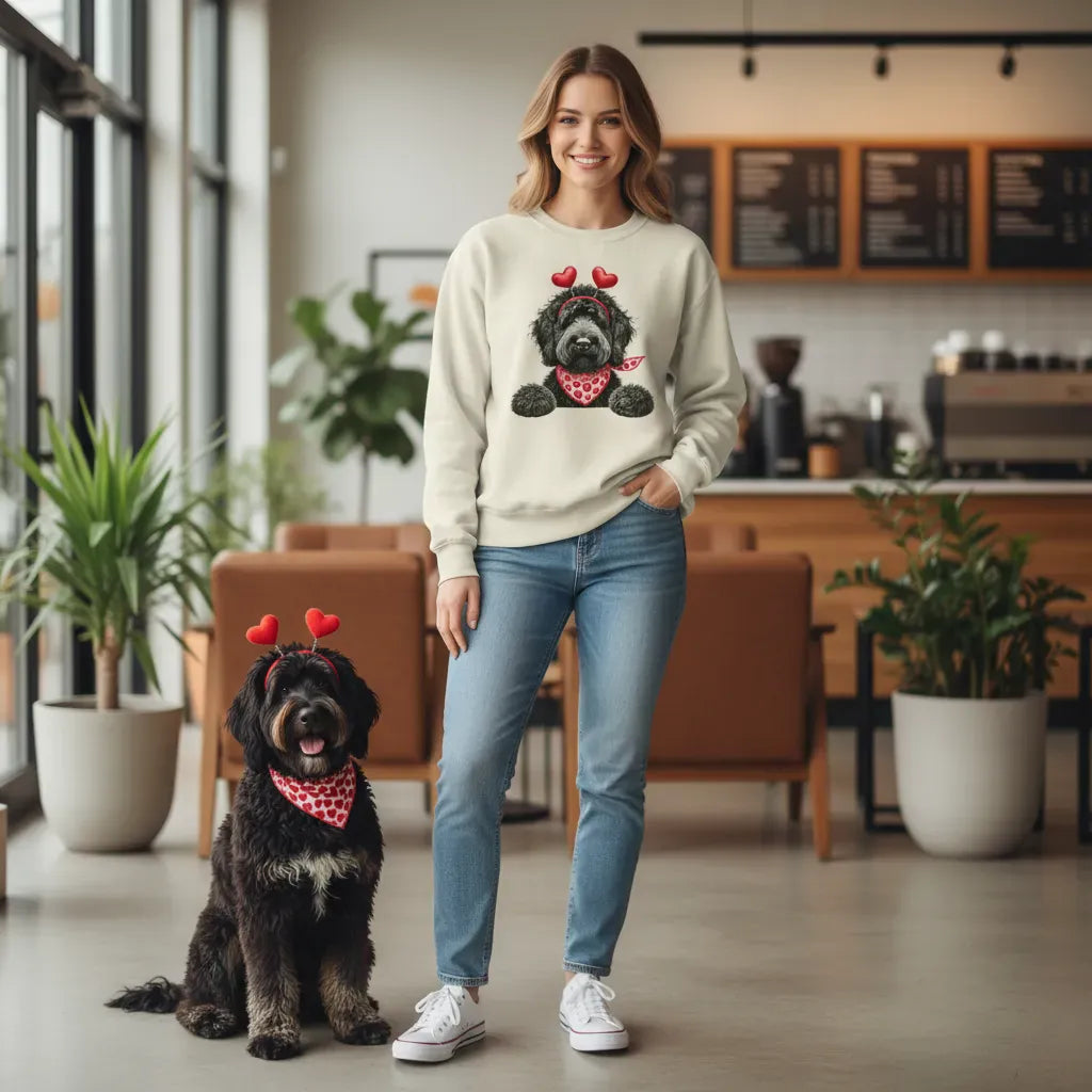 Black Labradoodle Heart Sweatshirt in by Puppy Jo