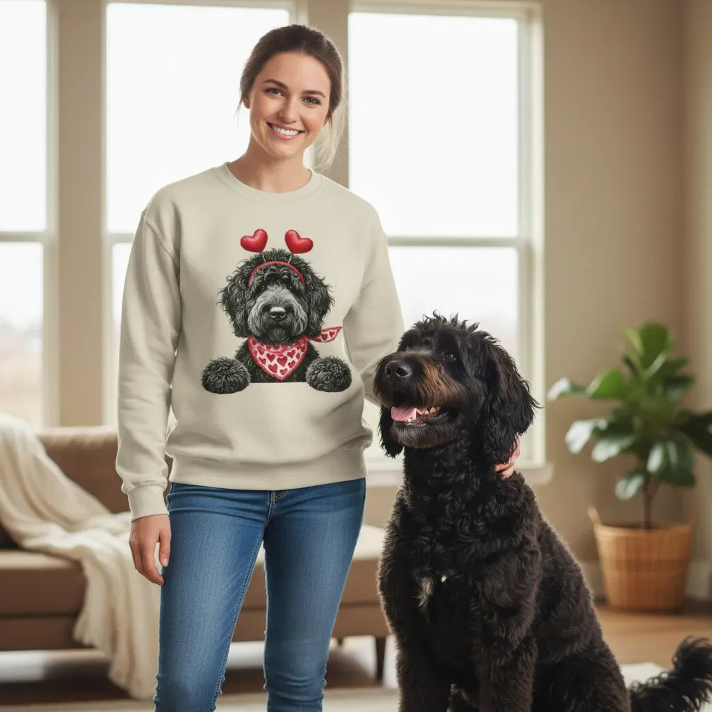Black Labradoodle Heart Sweatshirt in by Puppy Jo