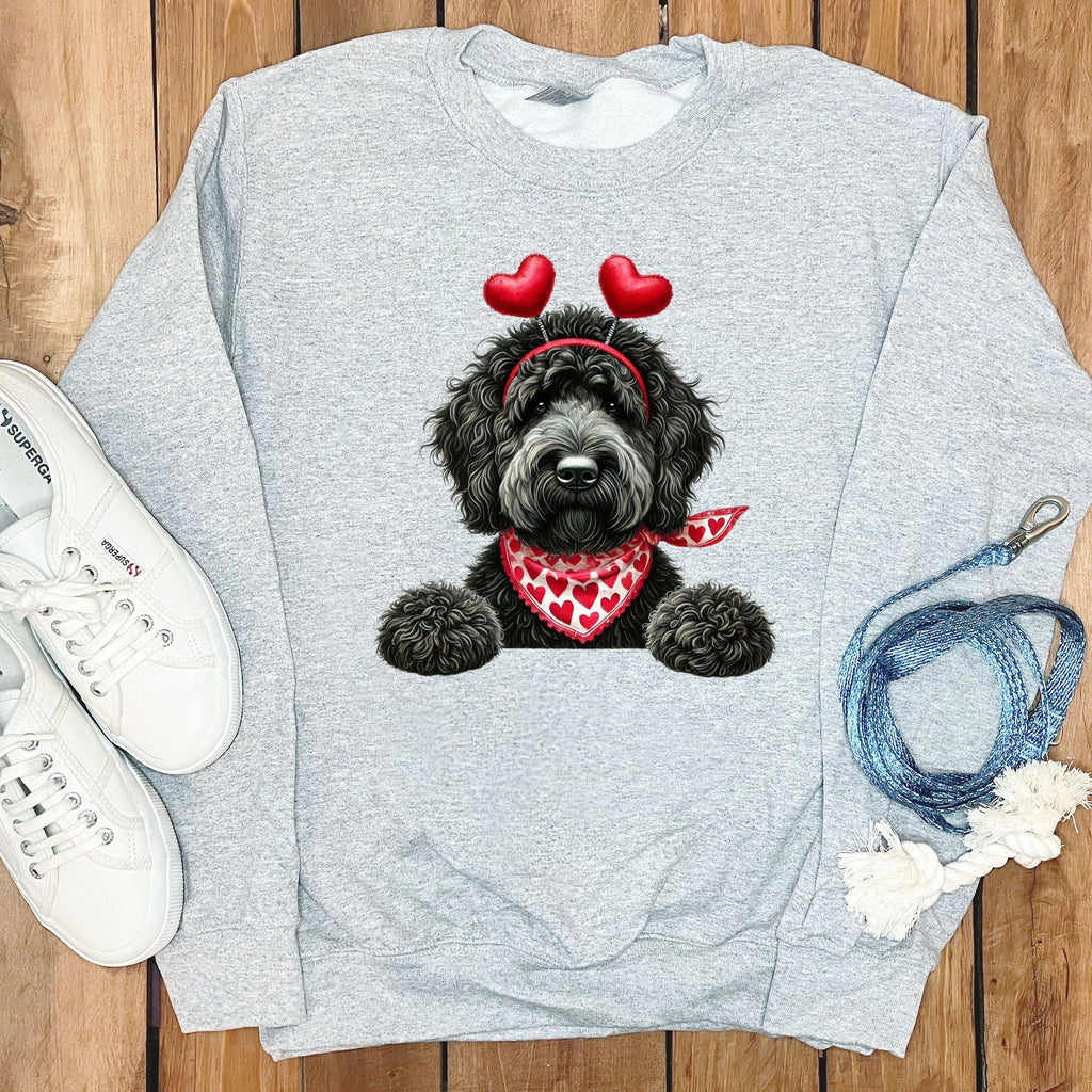 Black Labradoodle Heart Sweatshirt in Sport Grey / S by Puppy Jo
