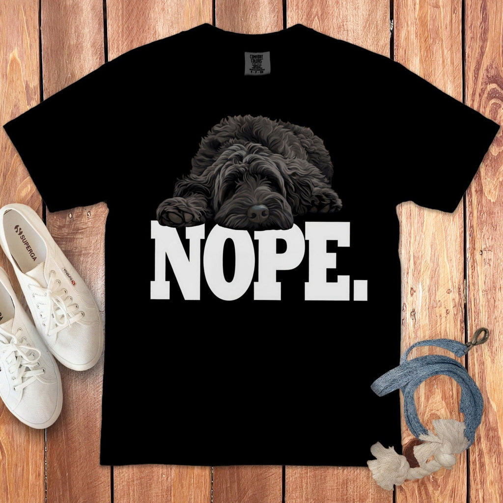 Black Labradoodle Nope Signature T-Shirt in Black / S by Puppy Jo