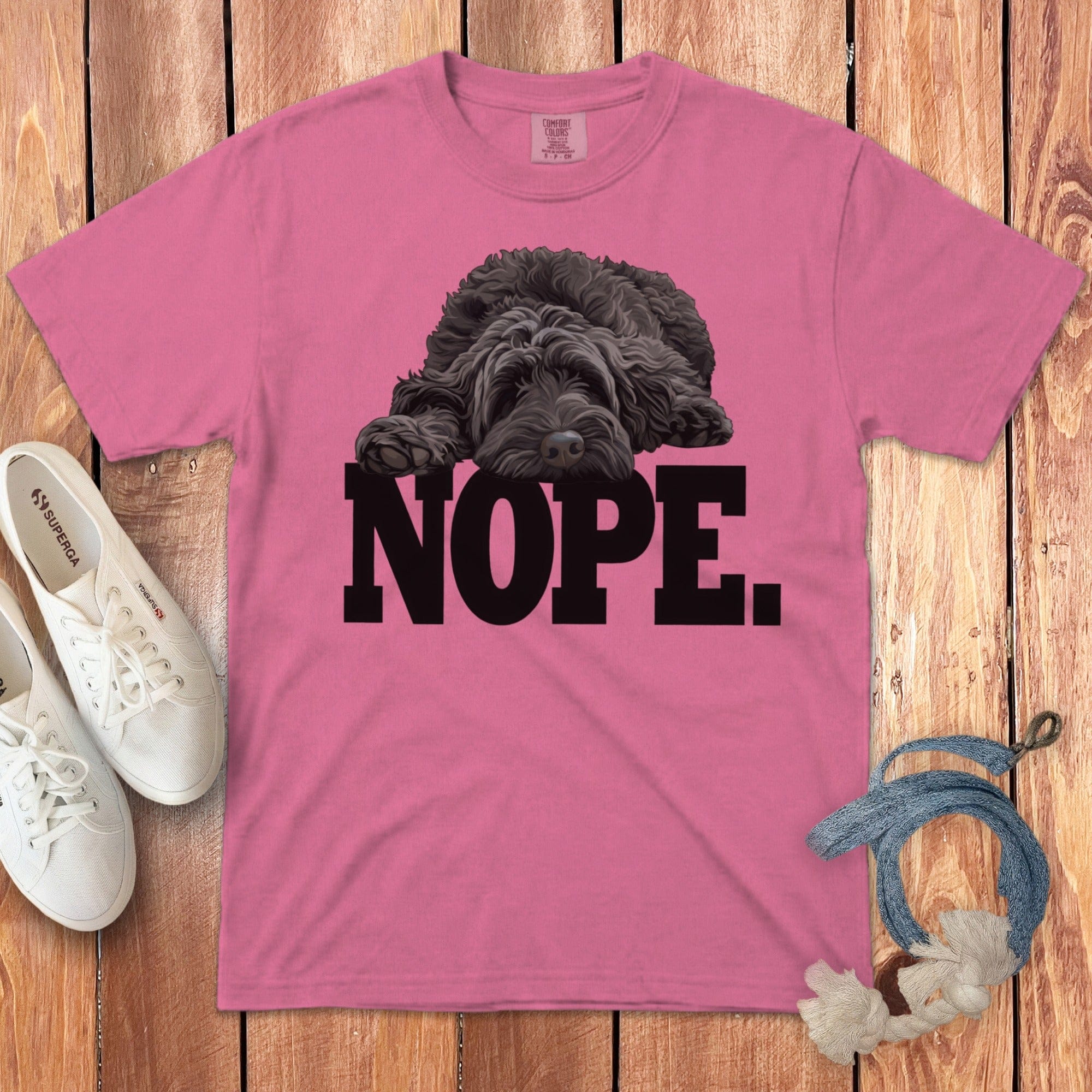 Black Labradoodle Nope Signature T-Shirt in Crunchberry / S by Puppy Jo