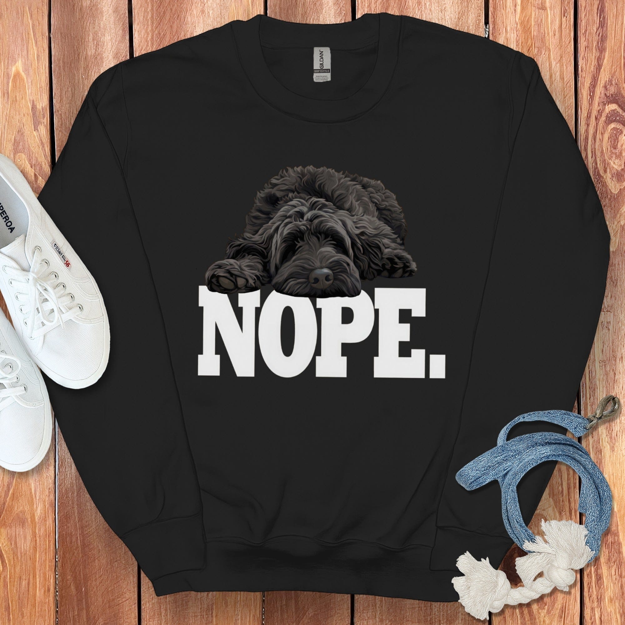 Black Labradoodle Nope Sweatshirt in Black / S by Puppy Jo