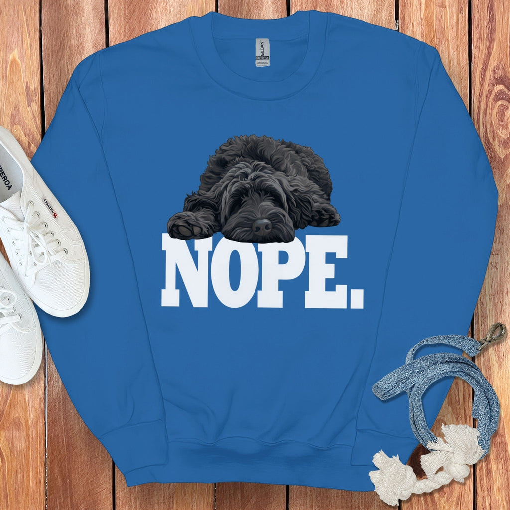 Black Labradoodle Nope Sweatshirt in Royal / S by Puppy Jo