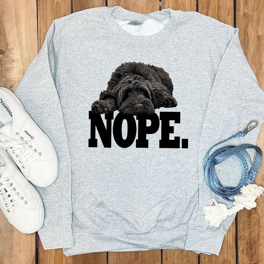 Black Labradoodle Nope Sweatshirt in Sport Grey / S by Puppy Jo