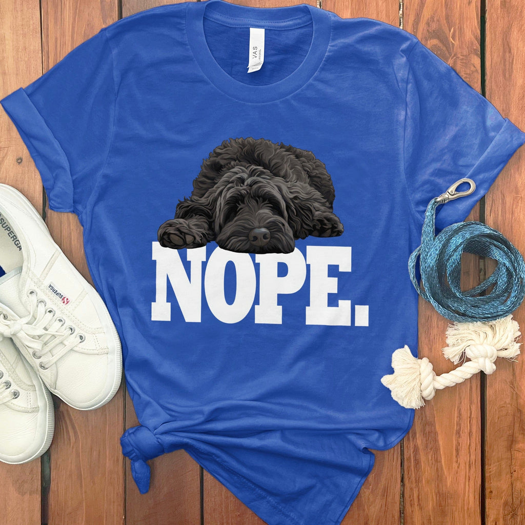 Black Labradoodle Nope T-Shirt in True Royal / S by Puppy Jo