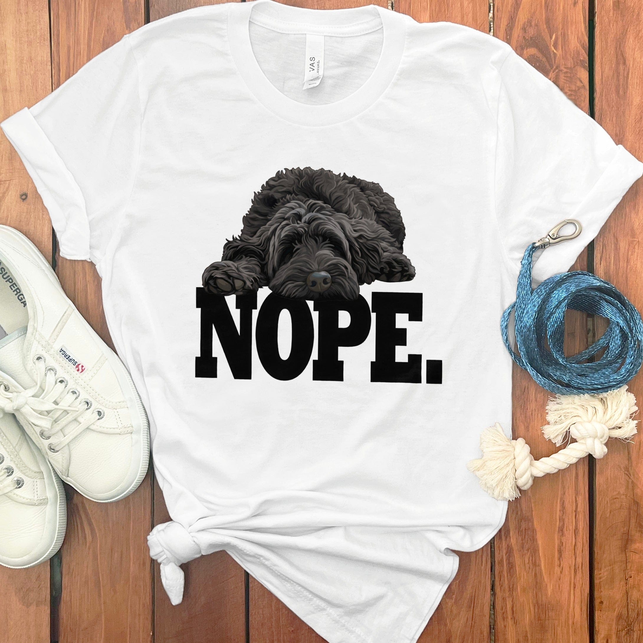 Black Labradoodle Nope T-Shirt in White / S by Puppy Jo